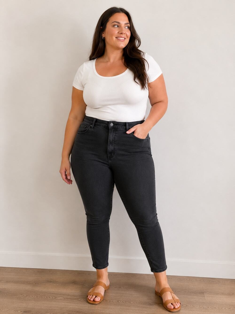 LOFT High Waist Skinny Jeans faded black Wash Size 14 / 32 Stretch Denim